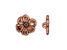 Load image into Gallery viewer, 5Pc Apple Blossom Buttons Antique Copper Finish, 16mm Tierracast Buttons - P6549CA - BeadPrism