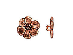 5Pc Apple Blossom Buttons Antique Copper Finish, 16mm Tierracast Buttons - P6549CA - BeadPrism