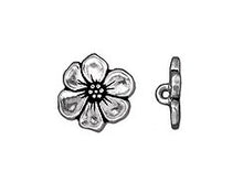 Load image into Gallery viewer, 5 Pc Apple Blossom Button 16x5mm Antique Silver Finish Tierracast Buttons - P6549SA - BeadPrism