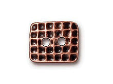 Load image into Gallery viewer, 5 Pc Hammertone Rectangle Button 15x13mm Antique Copper Finish Tierracast Buttons - P6561CA - BeadPrism