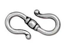 Load image into Gallery viewer, 5 Pc S Hook Clasps Sterling Silver 23x13mm Antique Silver Finish Tierracast Link Connector - P6147SA - BeadPrism