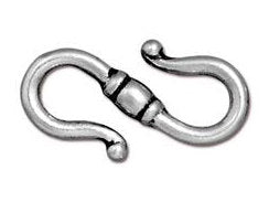 5 Pc S Hook Clasps Sterling Silver 23x13mm Antique Silver Finish Tierracast Link Connector - P6147SA - BeadPrism