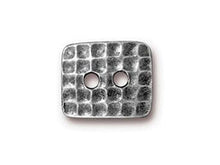 Load image into Gallery viewer, 5 Pc Hammertone Rectangle Button 15x13mm Antique Pewter Finish Tierracast Buttons - P6561PA - BeadPrism