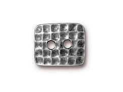 5 Pc Hammertone Rectangle Button 15x13mm Antique Pewter Finish Tierracast Buttons - P6561PA - BeadPrism