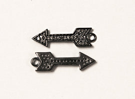 Diamond Arrowhead Pave Small, Ozidized Sterling Silver, 20mm, Black Arrowhead Pendant 1 Pc - DIA19 - BeadPrism