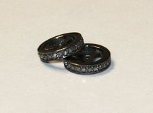 Load image into Gallery viewer, Micro Pave Real Diamond 10mm Rondelles Spacers Slices 1mm Hole Sterling Silver Black finish - DIA10 - BeadPrism