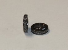 Load image into Gallery viewer, Micro Pave Real Diamond 10mm Rondelles Spacers Slices 1mm Hole Sterling Silver Black finish - DIA10 - BeadPrism
