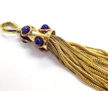 Load image into Gallery viewer, Gold Tassel Pendant with Real Lapis Blue Gemstones 6 inch Gemstone Tassels, Choose quantity - HP107L - BeadPrism