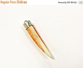 Yoga Saffron Ivory Horn Tusk Tooth Pendant with Silver Cap 2 Inch, Choose Quantity - TP103S - BeadPrism