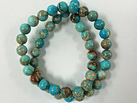 10mm Ocean Jasper Round Gemstone Beads, Full Strand 39 Beads, Blue Brown Cream Gemstones - SJAS108 - BeadPrism