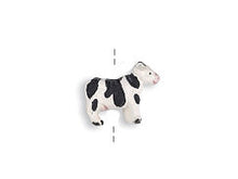 Load image into Gallery viewer, 4 Pc Black and White Cow Beads, Hand Painted Ceramic Beads, 15x12mm Tiny Peruvian Beads - CBS - 38 - BeadPrism