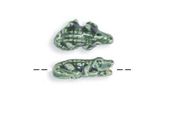 4 Pc Alligator Shiny Beads, Hand Painted Ceramic Beads, Animal Beads 9x18mm Peruvian Beads CBS - 58 - BeadPrism
