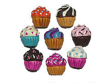 Load image into Gallery viewer, 4Pc Tiny Cupcake Beads, Hand Painted Food Ceramic Beads, Teeny 10mm Peruvian Beads CBS-582 - BeadPrism