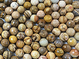 8mm Picture Jasper Faceted Round Gemstone Beads 15