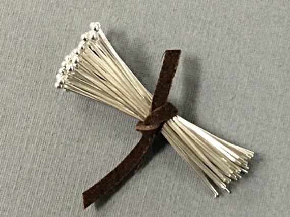 1.5" 24 gauge 925 Solid Sterling Silver Headpins with 2mm Ball, Wholesale, Choose Quantity - SF547 - BeadPrism