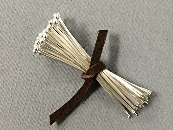 20 pc 2" 24 gauge with 2mm Ball Sterling Silver Headpins, 925 Silver Headpin Choose Quantity - SF548 - BeadPrism