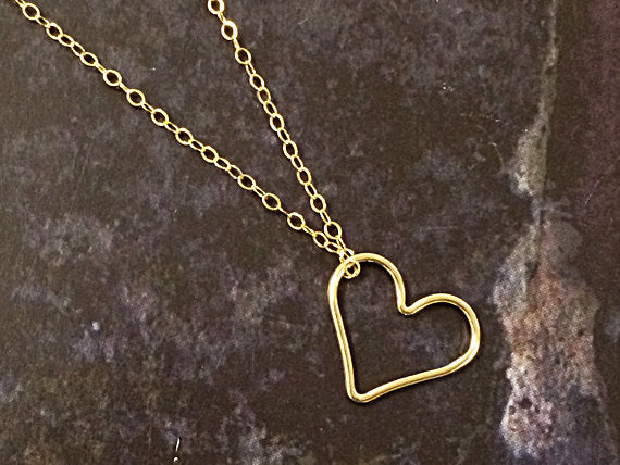 1Pc Open heart Link Connector Charm Gold filled 15.5mm 19ga valentine charm, Choose Quantity -GF1081 - BeadPrism