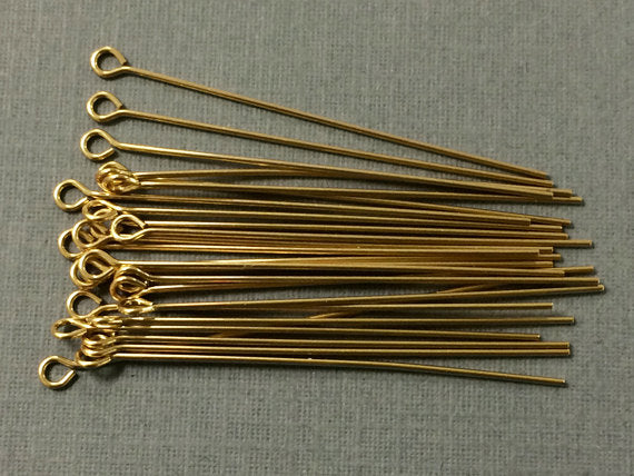 25 pc 1.5" 22 gauge 14K Gold Filled Eyepins, 14 K Karat Gold-Filled, Gold Filled Findings - GF080 - BeadPrism
