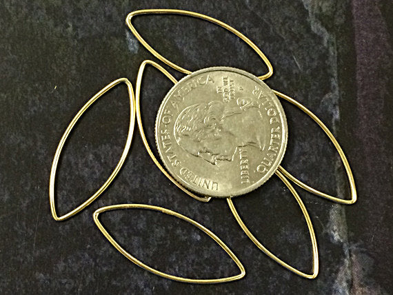 2 Pc 14K Gold Filled Marquise Charm 29mm Pendant Connectors Links Findings, 29mm x 12mm - GF1082 - BeadPrism