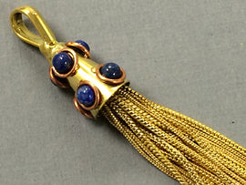 Gold Tassel Pendant with Real Lapis Blue Gemstones 6 inch Gemstone Tassels, Choose quantity - HP107L - BeadPrism