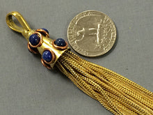 Load image into Gallery viewer, Gold Tassel Pendant with Real Lapis Blue Gemstones 6 inch Gemstone Tassels, Choose quantity - HP107L - BeadPrism