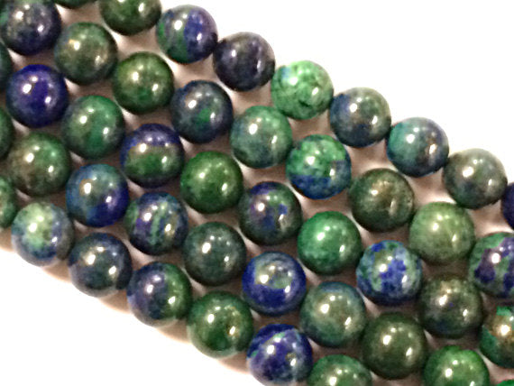 25% OFF 10mm Azurite Green Blue Gemstone Round Beads Full 15.5 Inch Strand 39 Beads -SAZ101 - BeadPrism