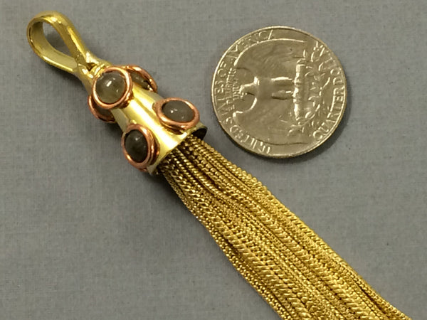 Gold Tassel Pendant with Real Labradorite Gemstones 6 Inch, Choose Quantity - HP107LB - BeadPrism