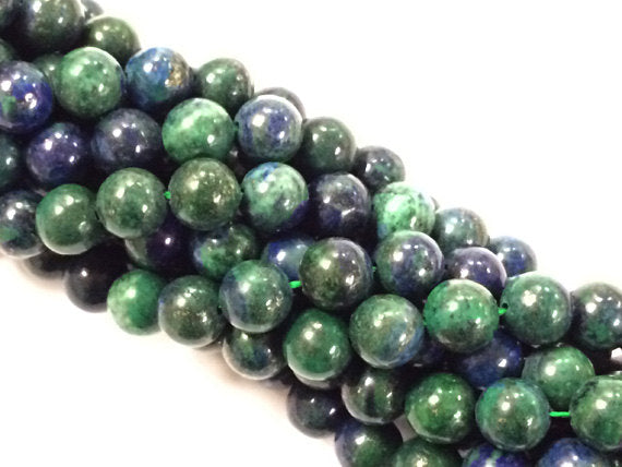 25% OFF 10mm Azurite Green Blue Gemstone Round Beads Full 15.5 Inch Strand 39 Beads -SAZ101 - BeadPrism