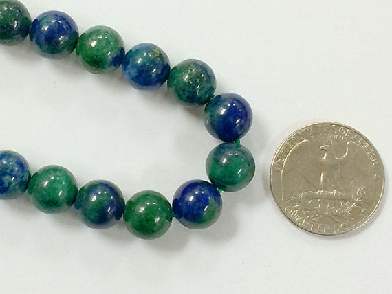 25% OFF 10mm Azurite Green Blue Gemstone Round Beads Full 15.5 Inch Strand 39 Beads -SAZ101 - BeadPrism