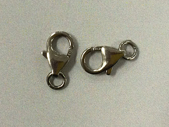 2 Pc 12mm Dark Oxidized 925 Sterling Silver Lobster Clasp, Findings for pave Diamond - SF129DR - BeadPrism