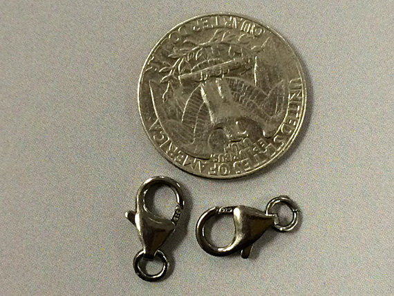 2 Pc 12mm Dark Oxidized 925 Sterling Silver Lobster Clasp, Findings for pave Diamond - SF129DR - BeadPrism
