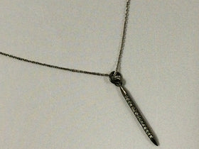 Diamond Pave Spike Pendant 27mm, 1" Real Diamond Pave Necklace Sterling Silver choose Option - DIA23 - BeadPrism