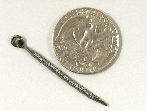 Real Diamond Pave Spike Pendant, 40mm x 1.8mm,  Choose Option - DIA24 - BeadPrism