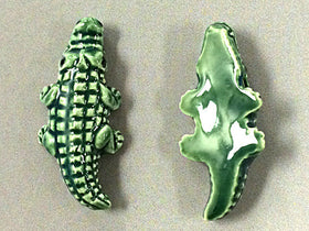4 Pc Large Glazed Alligator Bead, Ceramic Animal Bead 2.6mm Large Hole 37x15mm Peruvian Beads - PC09 - BeadPrism