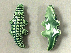 20 Pc Large Glazed Alligator Beads, Ceramic Beads 2.6mm Large Hole, 37x15mm Peruvian Beads - PC09-20 - BeadPrism