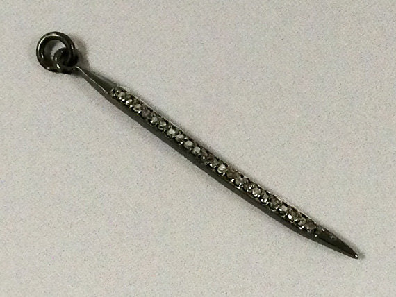 Real Diamond Pave Spike Pendant, 40mm x 1.8mm,  Choose Option - DIA24 - BeadPrism