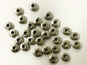 50Pc 7mm Nugget Heishi Spacer Beads Pewter Antigue, Light GunMetal Finish Tierracast - P0450PA - BeadPrism
