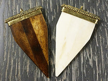 Load image into Gallery viewer, Arrowhead 3.1" Large Bone Pendant with Brass Cap Antique Brown Amulet 79mm Arrowhead 1 Pc - TP135B - BeadPrism