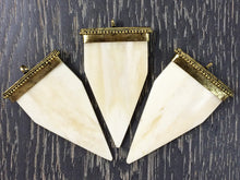 Load image into Gallery viewer, Large 3.1" Arrowhead Bone Pendant with Brass Cap Ivory White Finish Bone Amulet 79mm 1 Pc - TP135W - BeadPrism