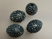 Load image into Gallery viewer, Gunmetal Oval Pave Bead Black Diamond Hematite Egg, 17x12mm, 2.5mm Hole Choose Quantity - BMP-OvaHem - BeadPrism