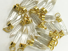 Crystal quartz Spike Faceted Charm 1.4
