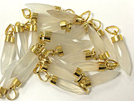 White Chalcedony Spike Faceted Charm 1.4