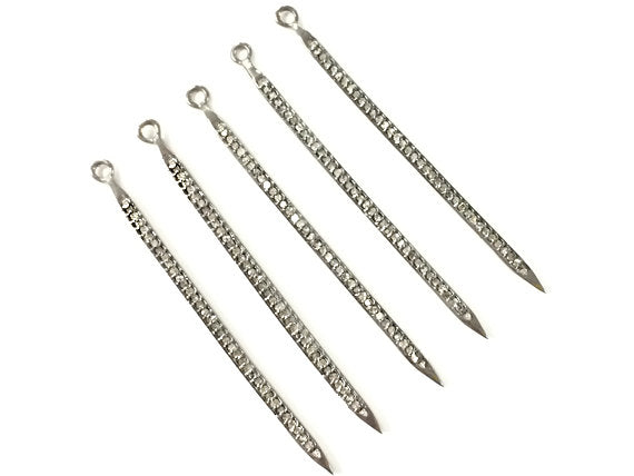 2" Real Diamond Pave Spike Pendant 52mm Diamond Necklace Sterling Silver Dark Rhodium -DIA32 - BeadPrism