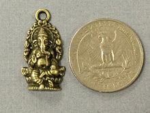 Load image into Gallery viewer, 4 Pc  Ganesha Charms Pendant, Antique Brass Finish, 1 Inch  - PBF374 - BeadPrism