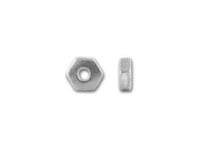 100 pcs 4mm Heishi Spacer Bead Rhodium Plated Tierracast Hexagon 1mm Hole Tierracast 93-0411 P0411RB - BeadPrism