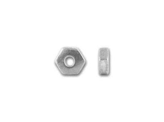 100 pcs 4mm Heishi Spacer Bead Rhodium Plated Tierracast Hexagon 1mm Hole Tierracast 93-0411 P0411RB - BeadPrism