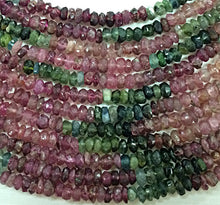 Load image into Gallery viewer, 4mm Multi Tourmaline Faceted Rondelle Beads 14.5" strand, Natural Watermelon Tourmaline - S148 - BeadPrism