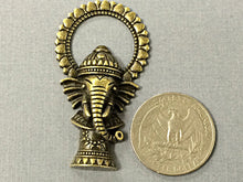 Load image into Gallery viewer, Ganesh Pendant Antique Brass, 2" Bronze Alloy 50 x 27mm, Hindu Deity pendant, Elephant God - PBF382 - BeadPrism