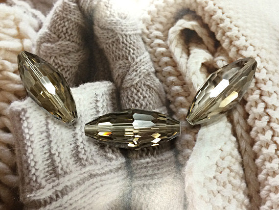 Large Crystal Focal Bead Pendant connector Black diamond 1.4" 36x15mm AA quality high faceted - 1009 - BeadPrism