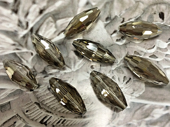 Large Crystal Focal Bead Pendant connector Black diamond 1.4" 36x15mm AA quality high faceted - 1009 - BeadPrism